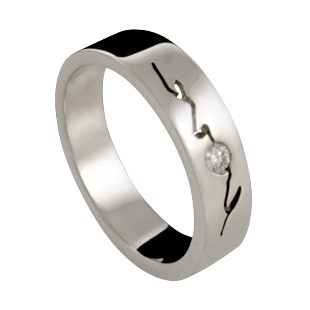 Classic Love [5] Wedding Rings | 9k White Gold - Click Image to Close